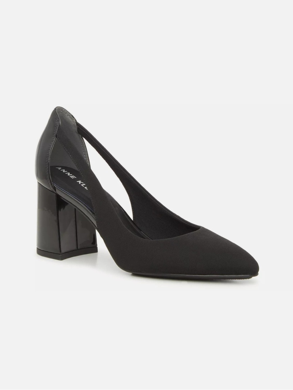 Anne Klein Black Pointed Toe Block-Heel Slingback Bridget Pump